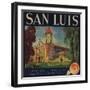 San Luis Brand - Redlands, California - Citrus Crate Label-Lantern Press-Framed Art Print