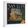 San Luis Brand - Redlands, California - Citrus Crate Label-Lantern Press-Framed Art Print