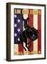 San Luis Obispo, California - Bronco and Star-Lantern Press-Framed Art Print