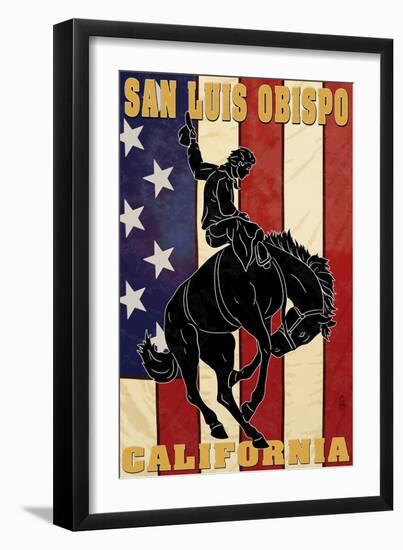 San Luis Obispo, California - Bronco and Star-Lantern Press-Framed Art Print