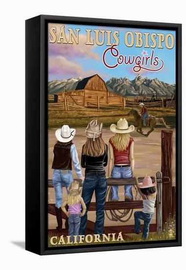 San Luis Obispo, California - Cowgirls-Lantern Press-Framed Stretched Canvas