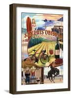 San Luis Obispo, California - Garden Montage-Lantern Press-Framed Art Print