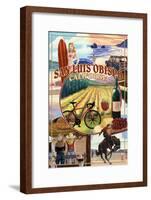 San Luis Obispo, California - Garden Montage-Lantern Press-Framed Art Print