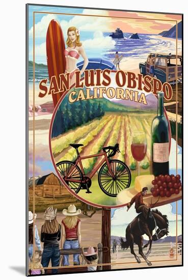 San Luis Obispo, California - Garden Montage-Lantern Press-Mounted Art Print