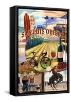 San Luis Obispo, California - Garden Montage-Lantern Press-Framed Stretched Canvas