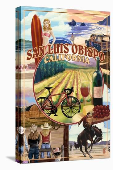 San Luis Obispo, California - Garden Montage-Lantern Press-Stretched Canvas