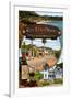 San Luis Obispo, California - Montage-Lantern Press-Framed Art Print