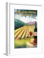 San Luis Obispo, California - Wine Country-Lantern Press-Framed Art Print