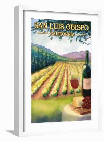 San Luis Obispo, California - Wine Country-Lantern Press-Framed Art Print