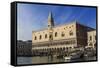 San Marco waterfront bathed in afternoon sun, Campanile and Doge's Palace, Venice, UNESCO World Her-Eleanor Scriven-Framed Stretched Canvas