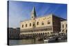 San Marco waterfront bathed in afternoon sun, Campanile and Doge's Palace, Venice, UNESCO World Her-Eleanor Scriven-Stretched Canvas