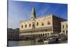 San Marco waterfront bathed in afternoon sun, Campanile and Doge's Palace, Venice, UNESCO World Her-Eleanor Scriven-Stretched Canvas