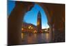 San Marcos Square at Night with Reflections, Venice, Italy-Terry Eggers-Mounted Photographic Print