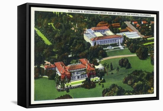 San Marino, California - Aerial View of the Henry E Huntington Library and Art Gallery-Lantern Press-Framed Stretched Canvas