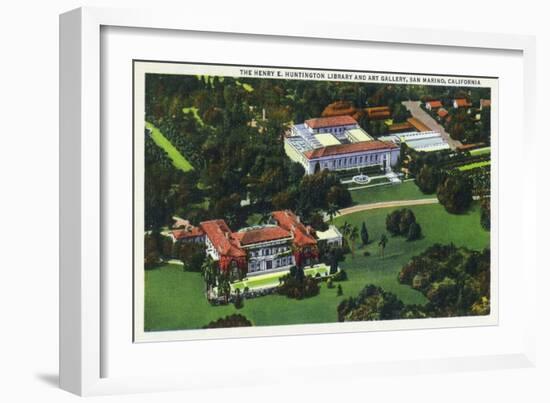 San Marino, California - Aerial View of the Henry E Huntington Library and Art Gallery-Lantern Press-Framed Art Print