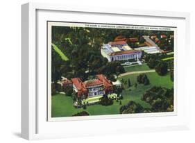 San Marino, California - Aerial View of the Henry E Huntington Library and Art Gallery-Lantern Press-Framed Art Print