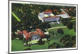 San Marino, California - Aerial View of the Henry E Huntington Library and Art Gallery-Lantern Press-Mounted Art Print