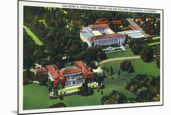 San Marino, California - Aerial View of the Henry E Huntington Library and Art Gallery-Lantern Press-Mounted Art Print