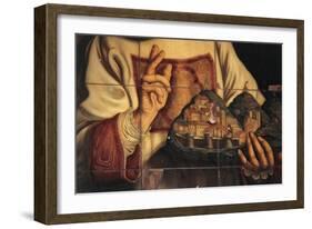 San Marino in Act of Blessing City Which He's Holding in His Hand-Giovanni Francesco Barbieri-Framed Giclee Print