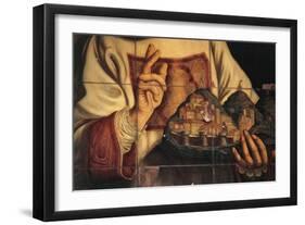 San Marino in Act of Blessing City Which He's Holding in His Hand-Giovanni Francesco Barbieri-Framed Giclee Print