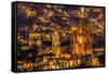 San Miguel de Allende, Mexico, Miramar Overlook Night, Parroquia Archangel Church-William Perry-Framed Stretched Canvas