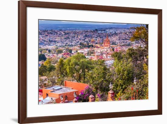 San Miguel de Allende, Mexico, Miramar Overlook, Parroquia Archangel Church-William Perry-Framed Premium Photographic Print