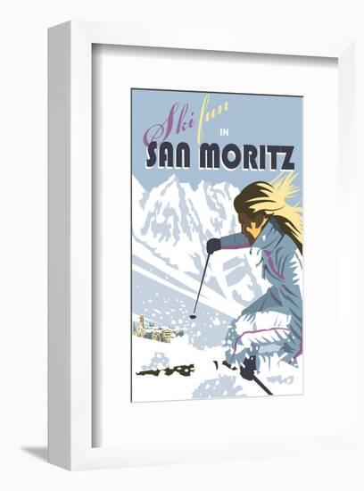 San Moritz - Dave Thompson Contemporary Travel Print-Dave Thompson-Framed Giclee Print