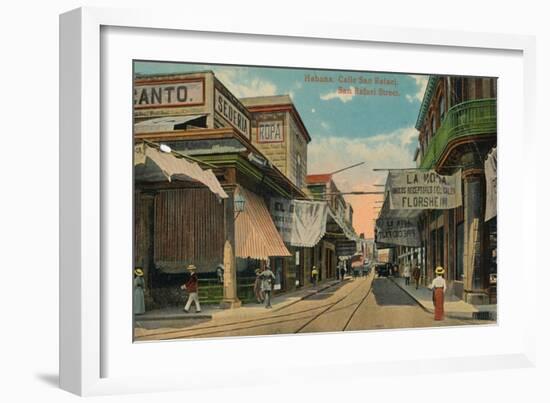 San Rafael Street, Havana, Cuba, C1910-null-Framed Giclee Print