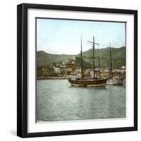 San Remo (Italy), Boats in the Port, Seen from the Jetty, Circa 1895-Leon, Levy et Fils-Framed Photographic Print