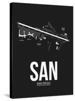 SAN San Diego Airport Black-NaxArt-Stretched Canvas