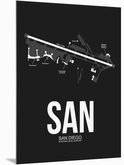 SAN San Diego Airport Black-NaxArt-Mounted Art Print