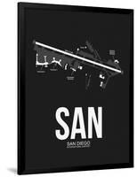 SAN San Diego Airport Black-NaxArt-Framed Art Print