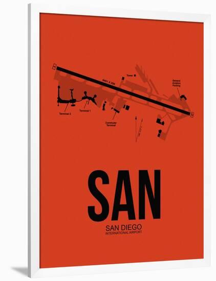 SAN San Diego Airport Orange-NaxArt-Framed Art Print