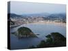 San Sebastian Bay at Night, Basque Country, Euskadi, Spain-Christian Kober-Stretched Canvas