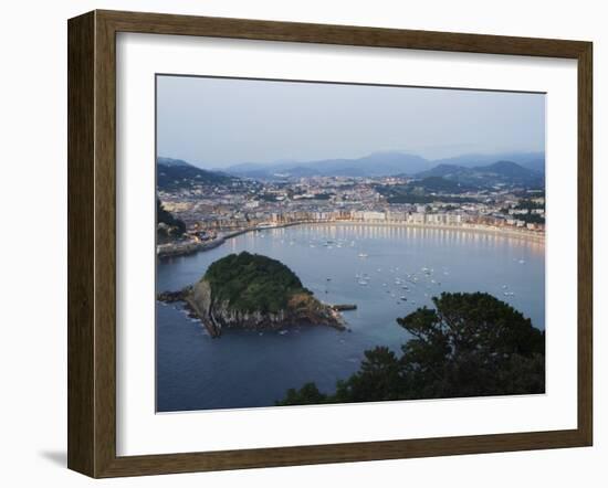 San Sebastian Bay at Night, Basque Country, Euskadi, Spain-Christian Kober-Framed Photographic Print