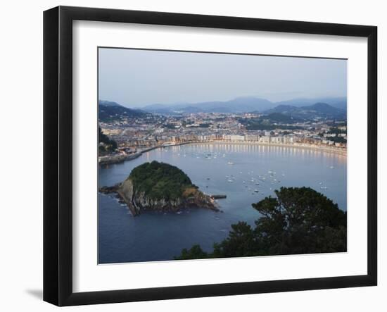 San Sebastian Bay at Night, Basque Country, Euskadi, Spain-Christian Kober-Framed Photographic Print