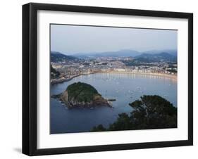 San Sebastian Bay at Night, Basque Country, Euskadi, Spain-Christian Kober-Framed Photographic Print
