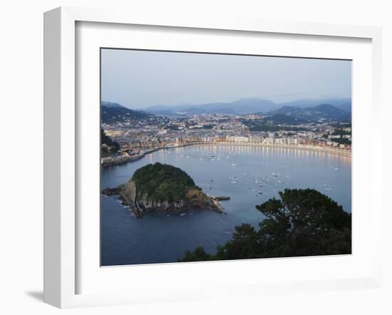 San Sebastian Bay at Night, Basque Country, Euskadi, Spain-Christian Kober-Framed Photographic Print