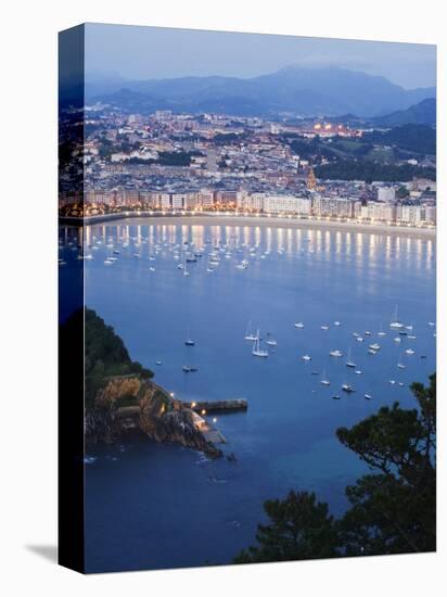 San Sebastian Bay at Night, Basque Country, Euskadi, Spain-Christian Kober-Stretched Canvas