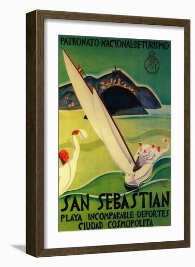 San Sebastian Vintage Poster - Europe-Lantern Press-Framed Art Print