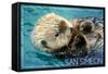 San Simeon, CA - Sea Otter-Lantern Press-Framed Stretched Canvas