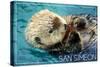 San Simeon, CA - Sea Otter-Lantern Press-Stretched Canvas