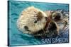 San Simeon, CA - Sea Otter-Lantern Press-Stretched Canvas