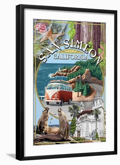 San Simeon, California - Montage-Lantern Press-Framed Art Print