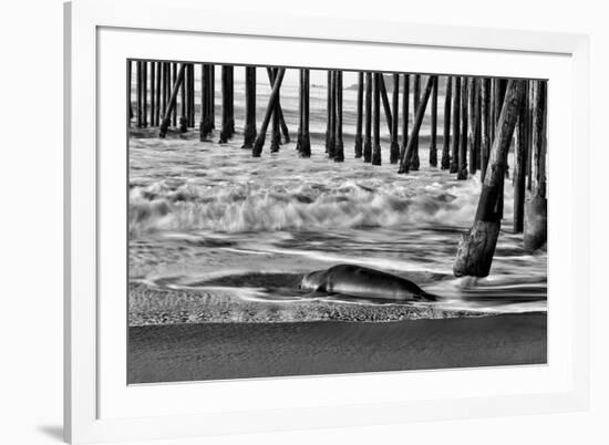 San Simeon Pier BW-Lee Peterson-Framed Photographic Print