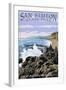 San Simeon State Park - Beach Scene - California-Lantern Press-Framed Art Print