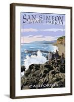 San Simeon State Park - Beach Scene - California-Lantern Press-Framed Art Print