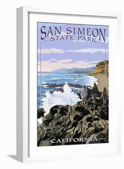 San Simeon State Park - Beach Scene - California-Lantern Press-Framed Art Print