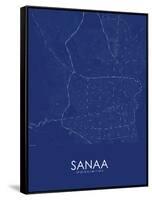 Sanaa, Yemen Blue Map-null-Framed Stretched Canvas