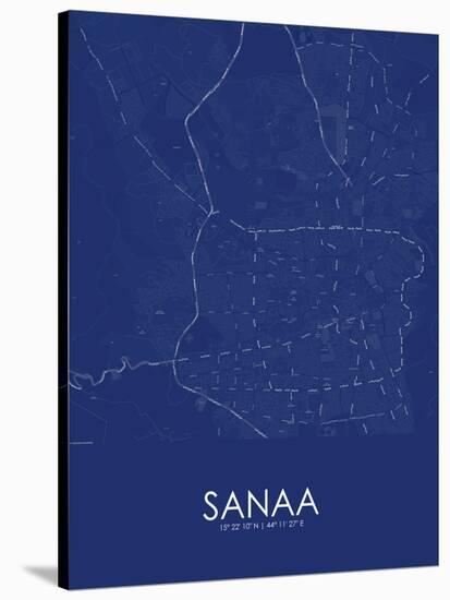 Sanaa, Yemen Blue Map-null-Stretched Canvas